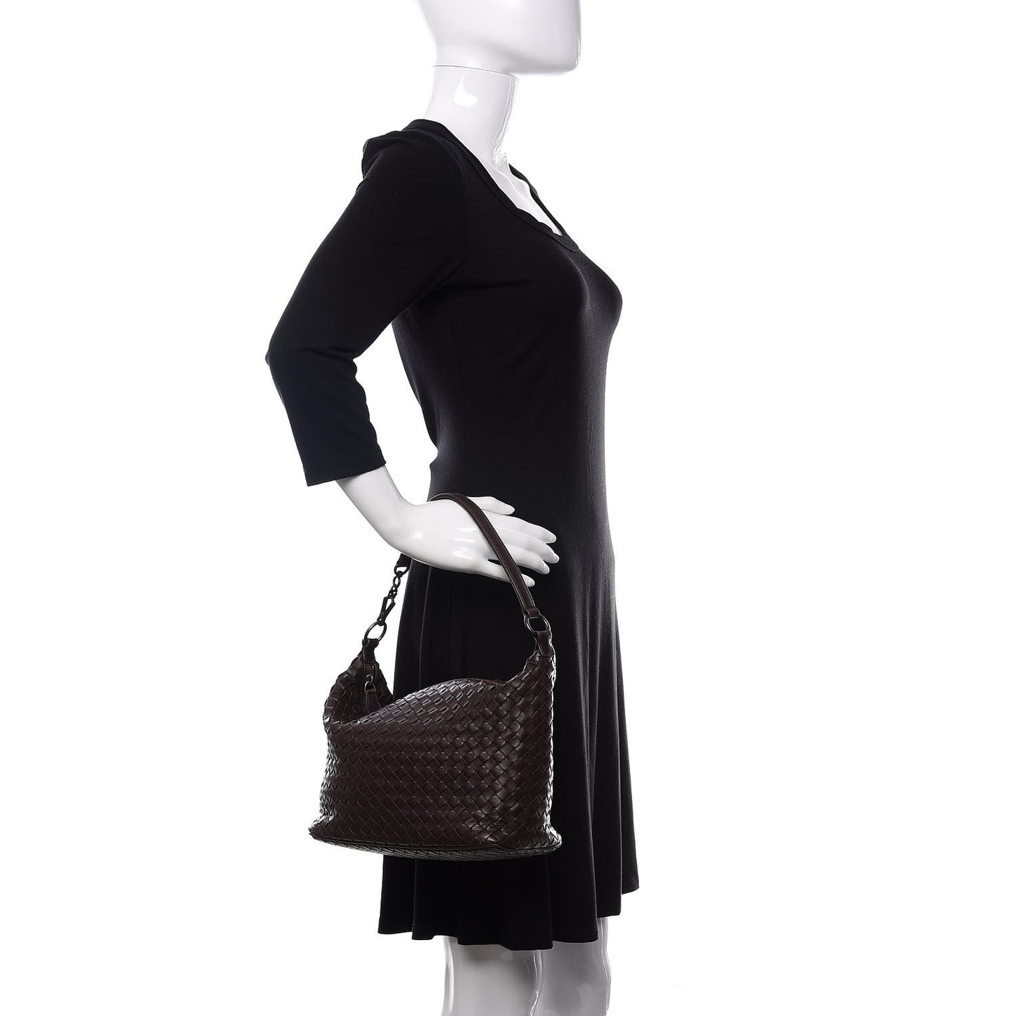 Nappa Intrecciato Small Shoulder Bag Ebano