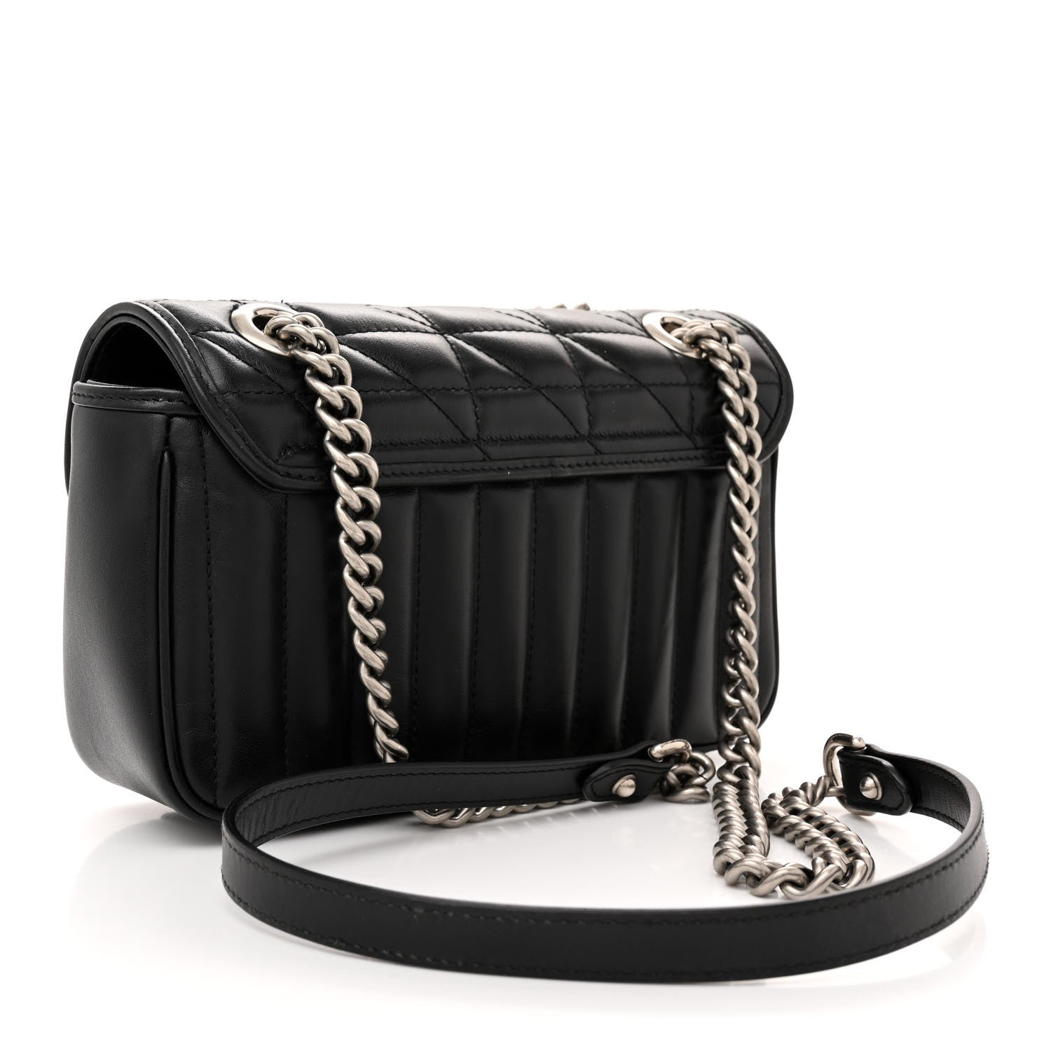 Gucci Calfskin Matelasse Aria Mini GG Marmont Shoulder Bag Black 3 of 11