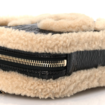Chanel Shiny Crumpled Sheepskin Shearling Waist Bag Black Beige 9 of 12
