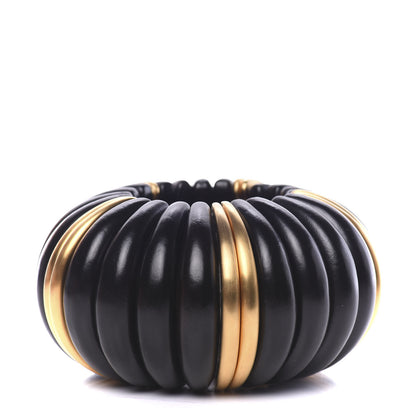 Saint Laurent Wooden Mandarin Bracelet Cuff Black Gold 2 of 3
