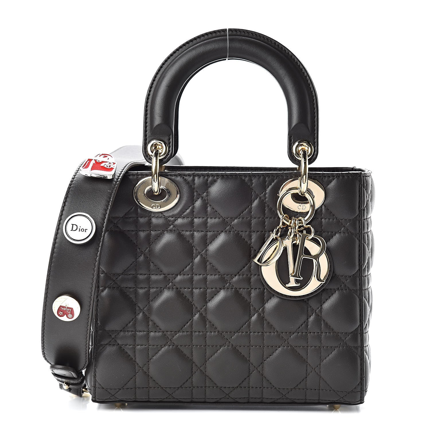 Christian Dior Lambskin Cannage Small Lucky Badges My Lady Dior Black 1 of 12