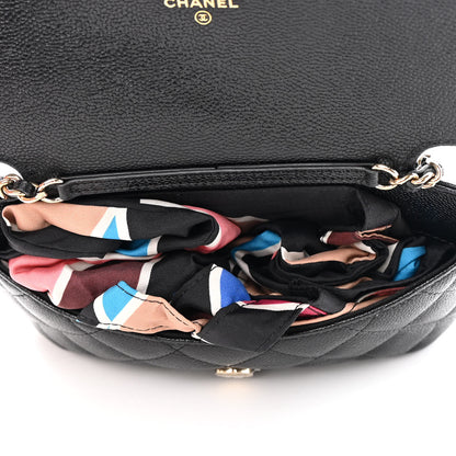 Chanel Caviar Fabric Quilted Foldable Tote With Chain Black Multicolor 9 of 19