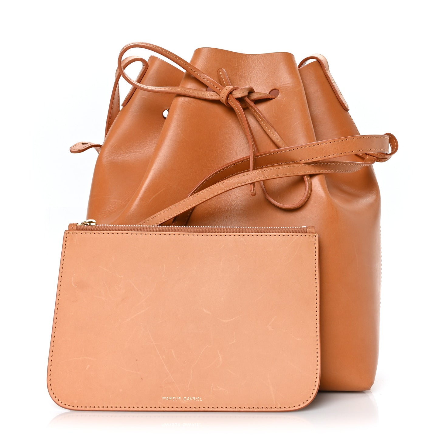 Vegetable Tanned Calfskin Bucket Bag Cammello Rosa