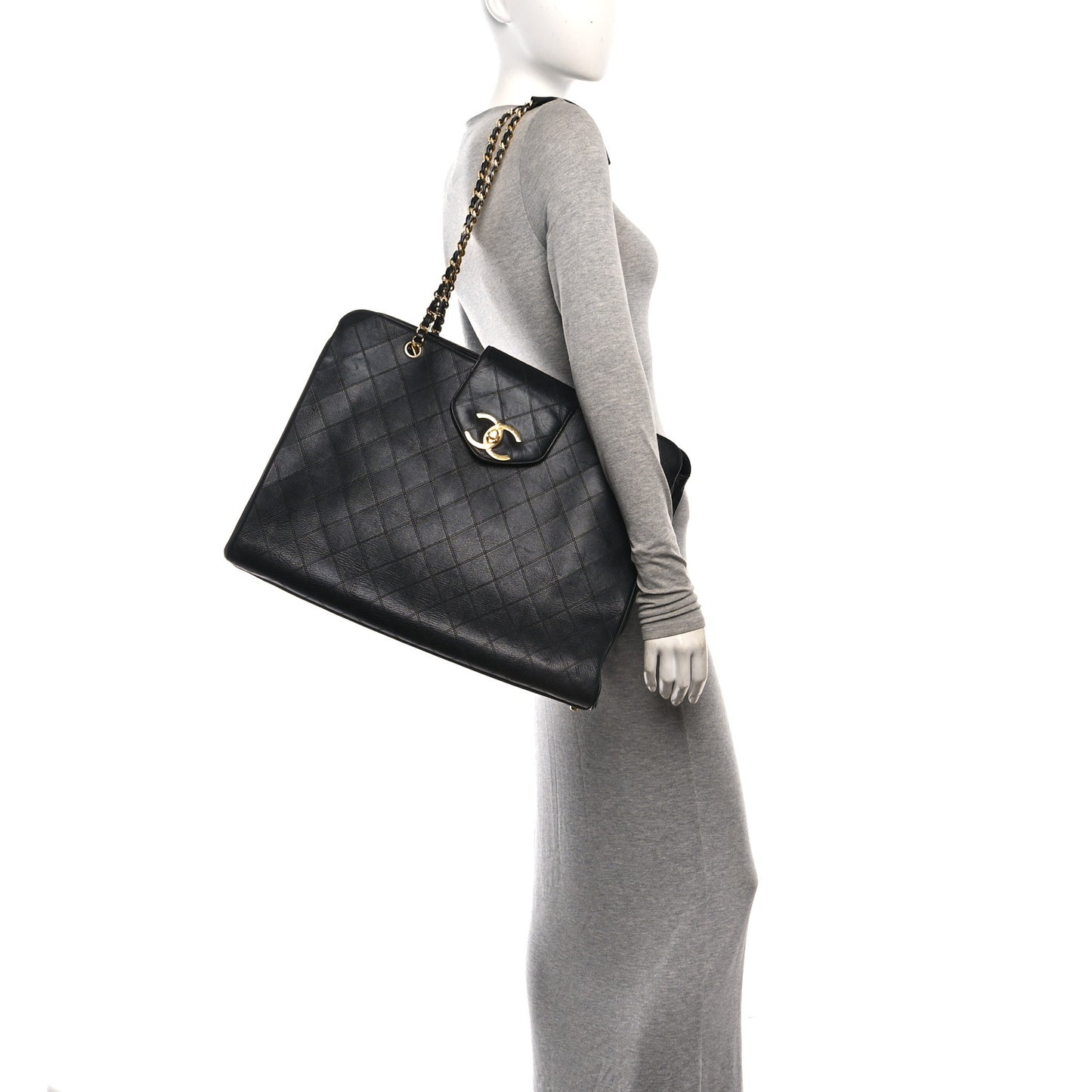 Calfskin Stitched XL Weekender Black