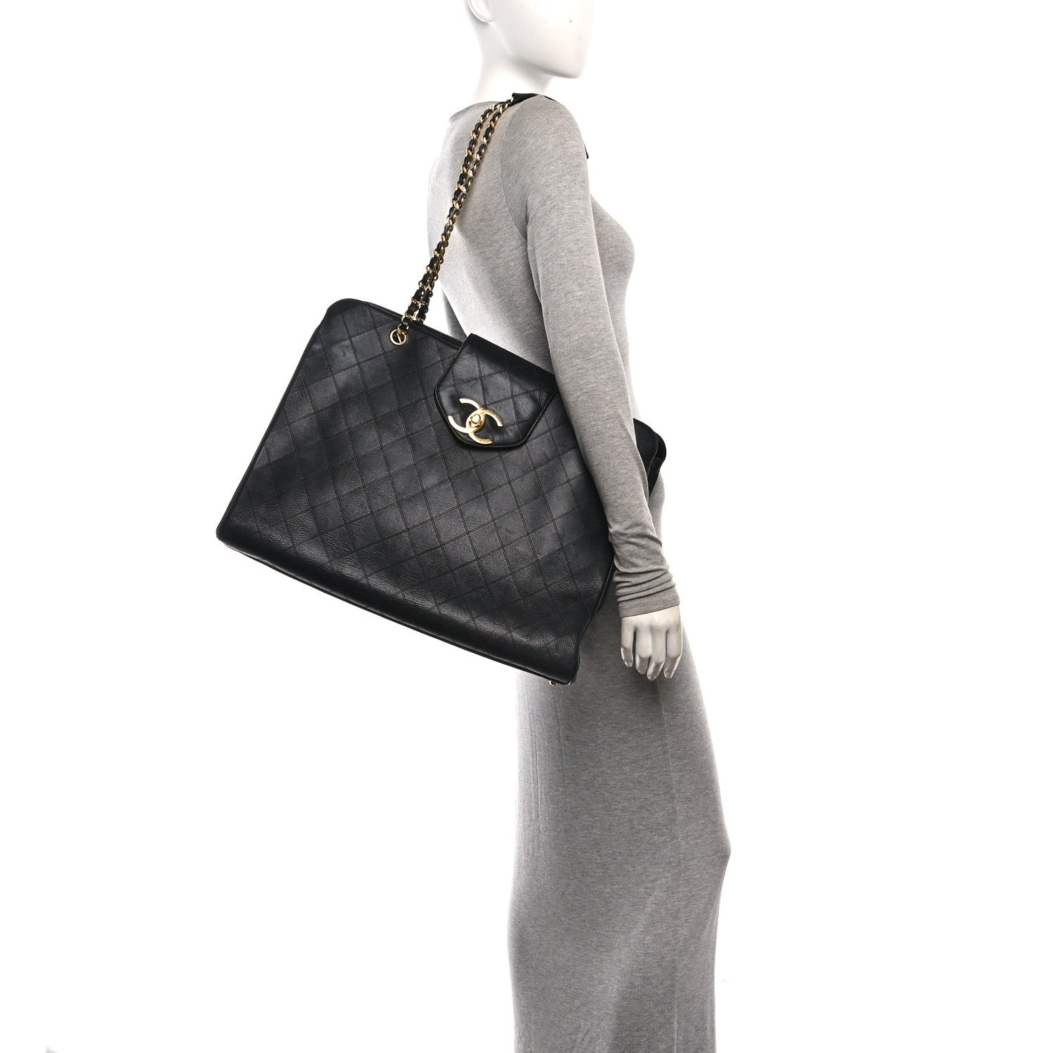 Chanel Calfskin Stitched XL Weekender Black 2 of 10