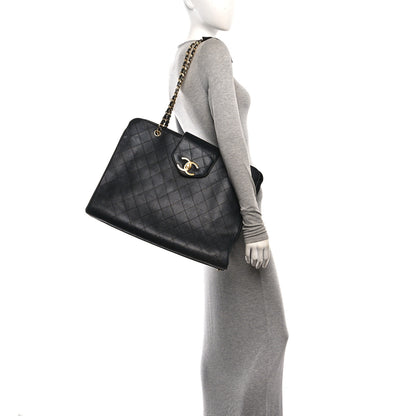 Chanel Calfskin Stitched XL Weekender Black 2 of 10
