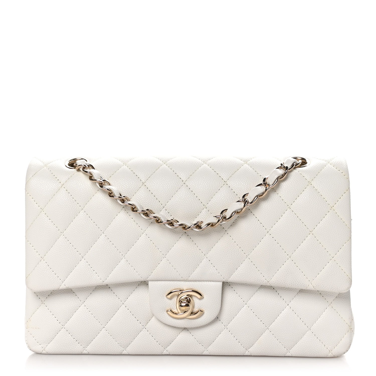 Chanel Caviar Quilted Medium Double Flap White 1 of 10