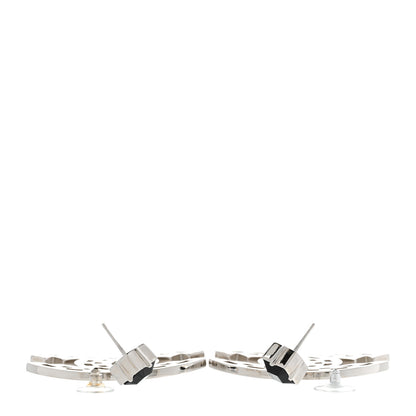 Chanel Baguette Crystal CC Drop Earrings Silver Black 3 of 5