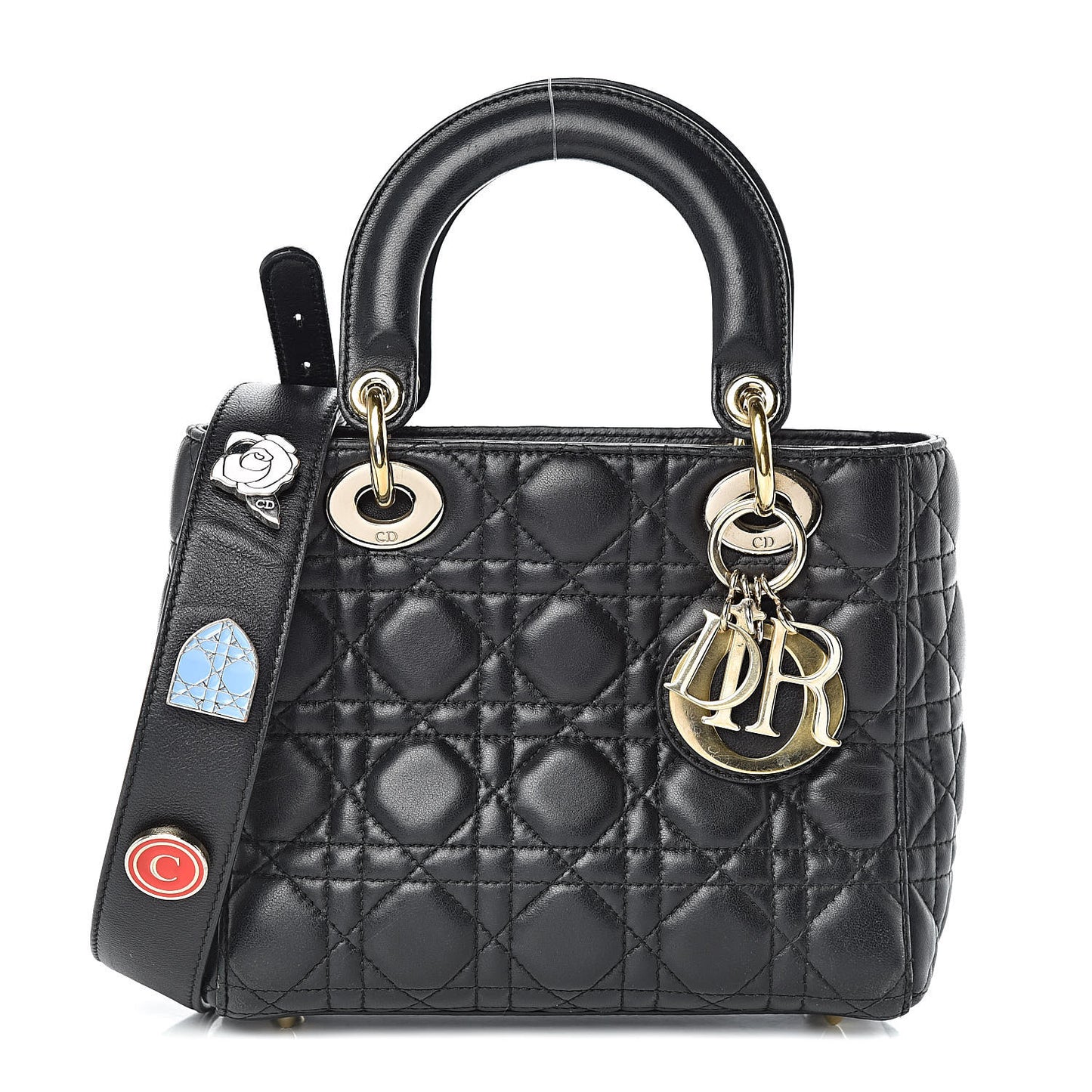 Lambskin Cannage Small Lucky Badges My Lady Dior Black