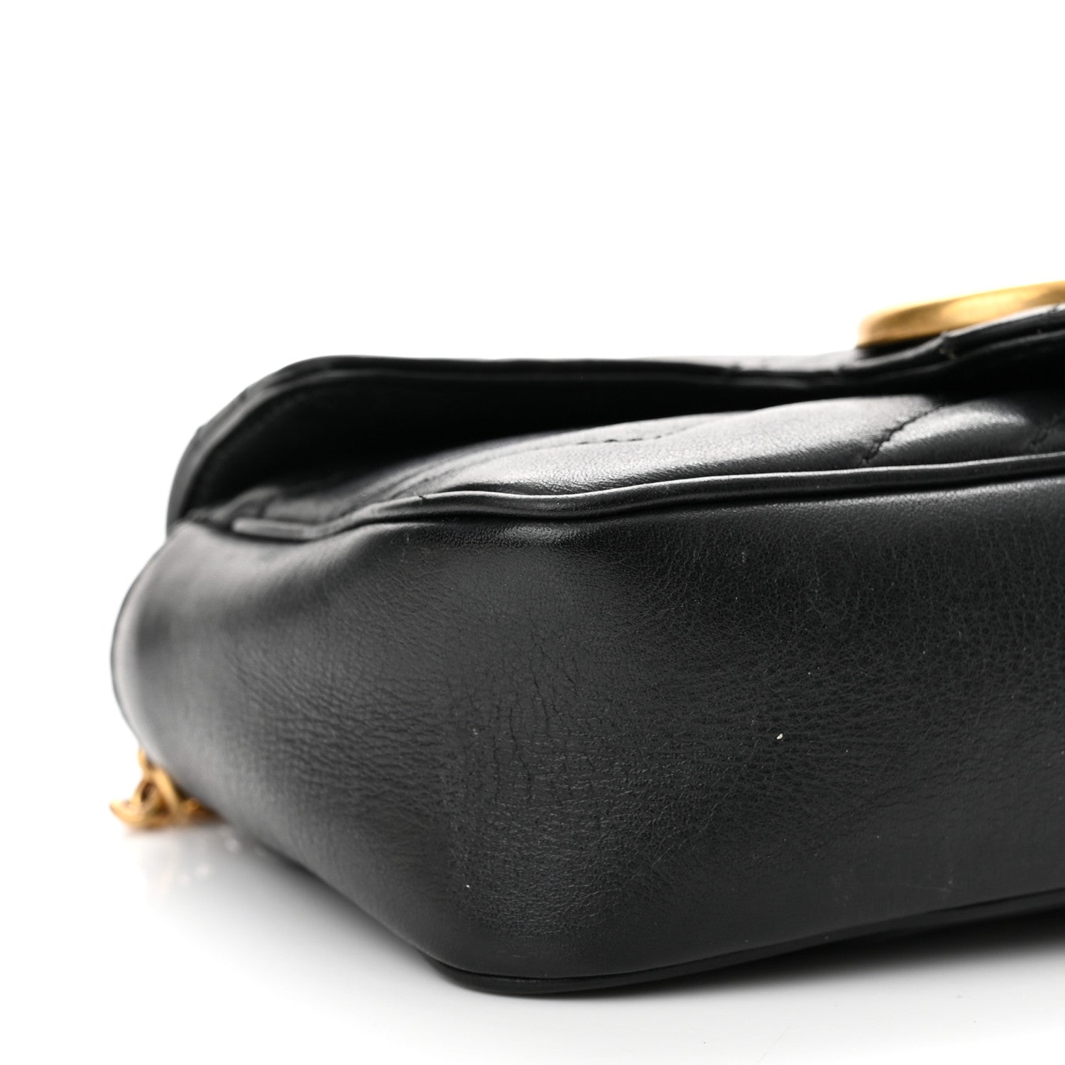 Gucci Calfskin Matelasse Super Mini GG Marmont Shoulder Bag Black 8 of 9