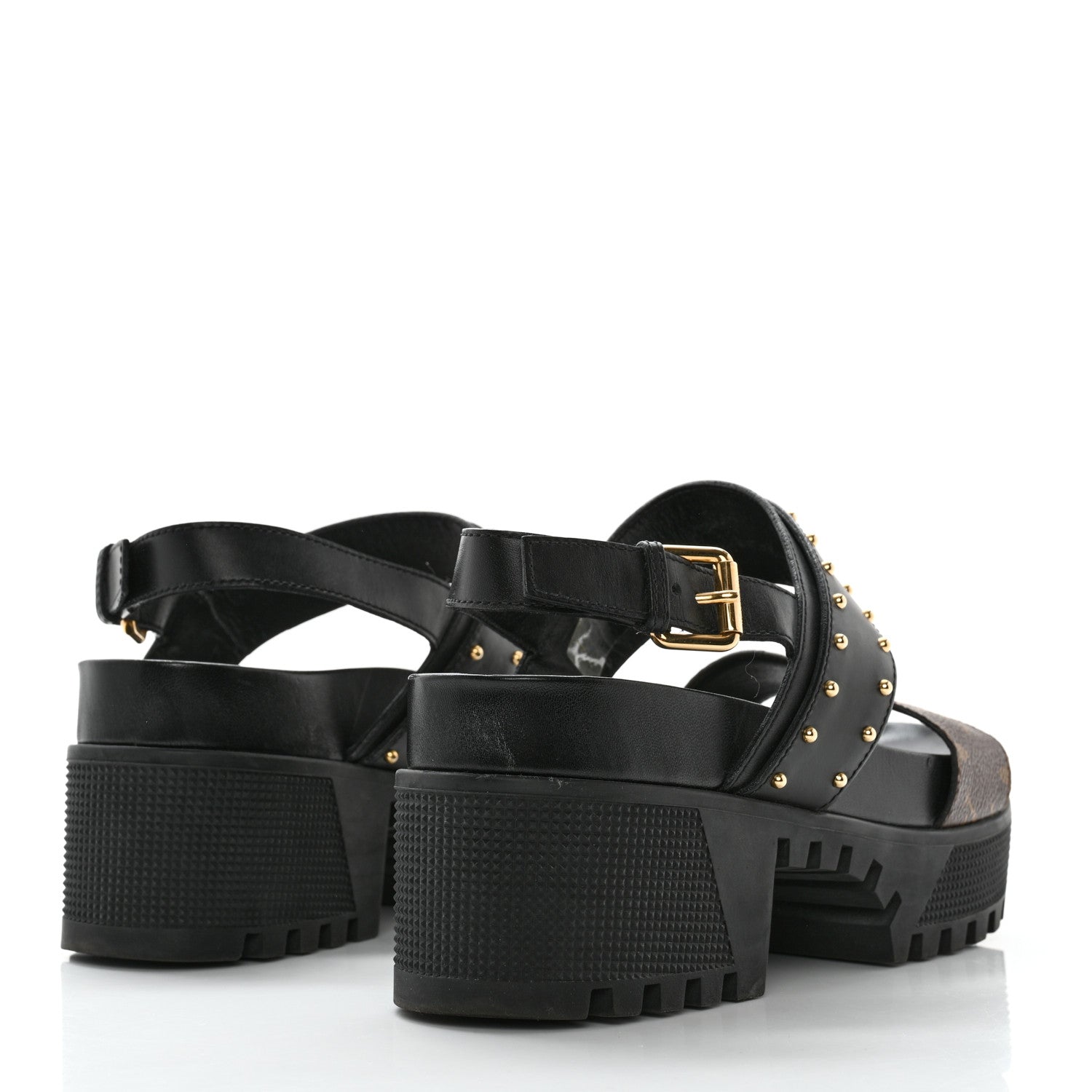 Louis Vuitton Calfskin Monogram Laureate Platform Sandals 37 Black 4 of 11