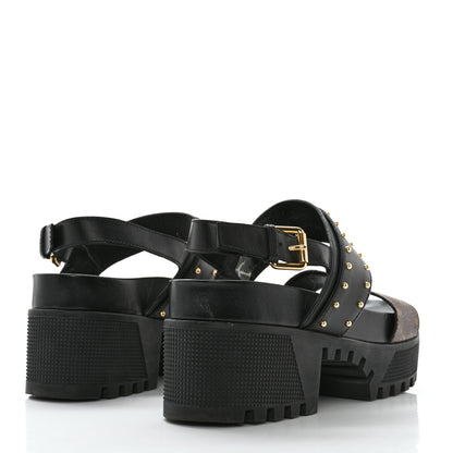 Louis Vuitton Calfskin Monogram Laureate Platform Sandals 37 Black 4 of 11