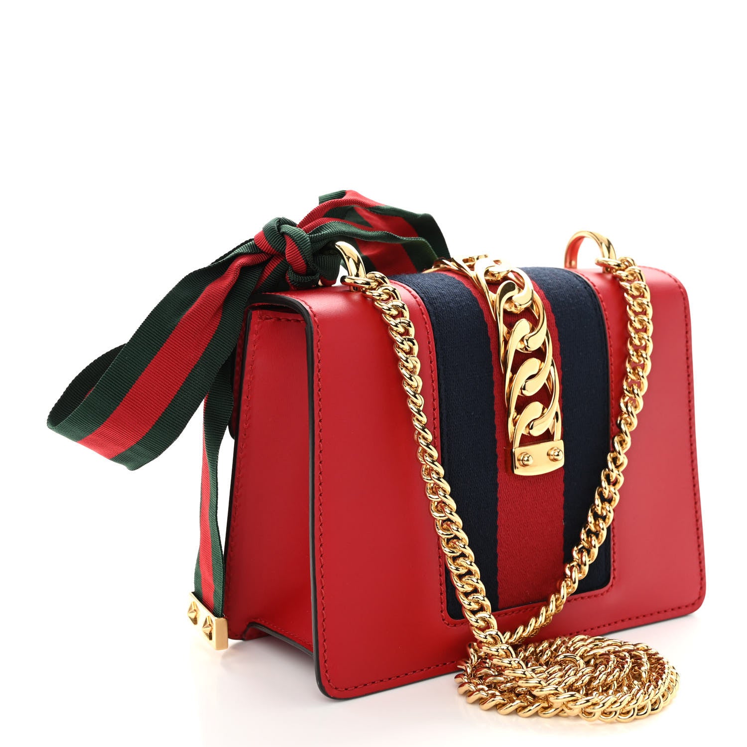 Gucci Calfskin Mini Sylvie Chain Shoulder Bag Hibiscus Red 3 of 11