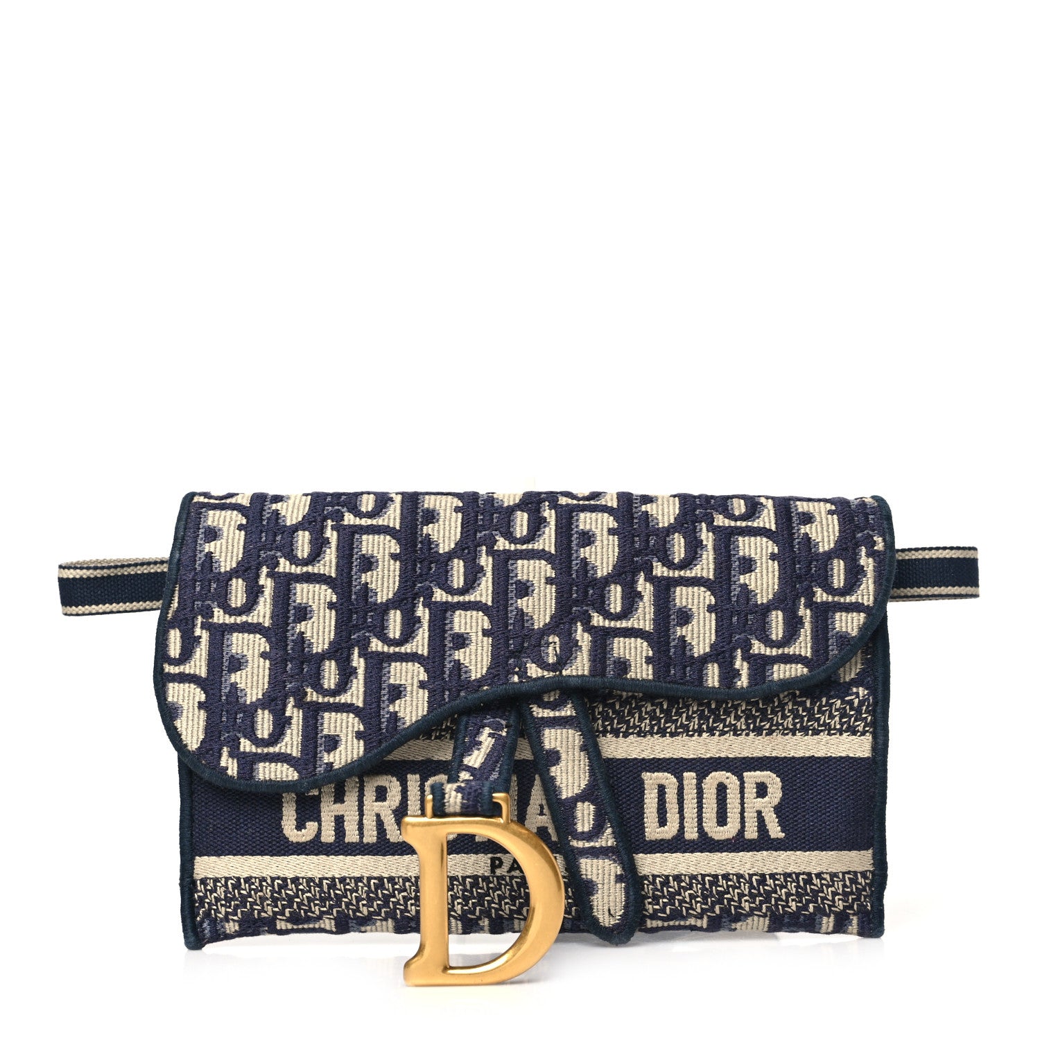 Christian Dior Oblique Slim Saddle Pouch Blue 1 of 10
