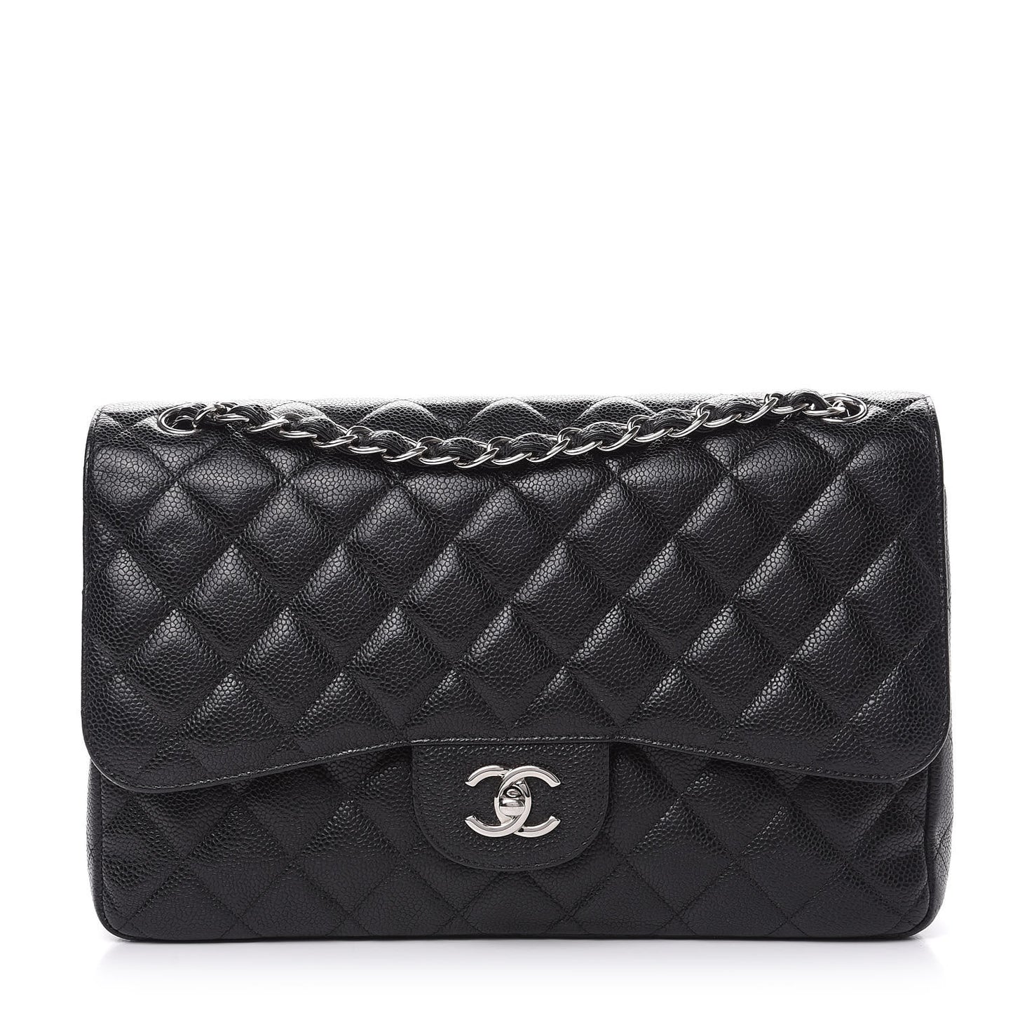 Caviar Quilted Jumbo Double Flap Black