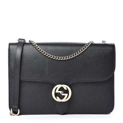 Gucci Dollar Calfskin Interlocking G Shoulder Bag Black 1 of 10