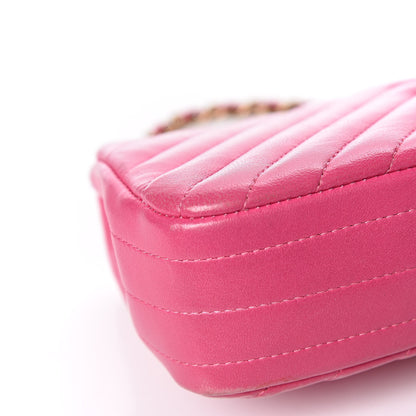 Chanel Lambskin Chevron Quilted Extra Mini Flap Dark Pink 12 of 15