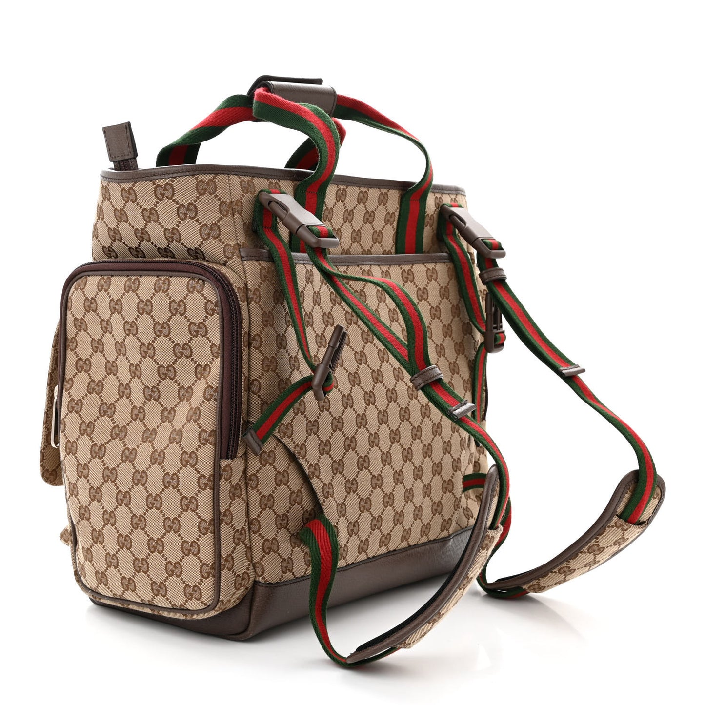 Monogram Web Medium Diaper Bag Beige Ebony