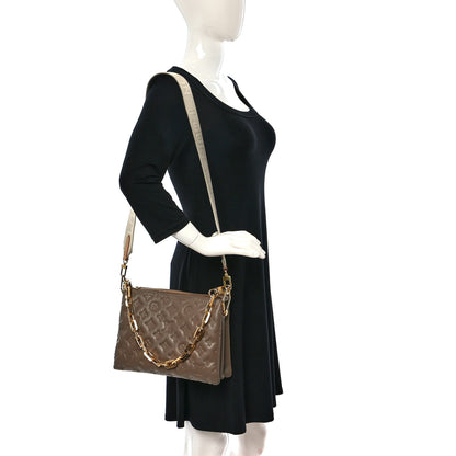 Louis Vuitton Lambskin Embossed Monogram Coussin PM Taupe 2 of 11