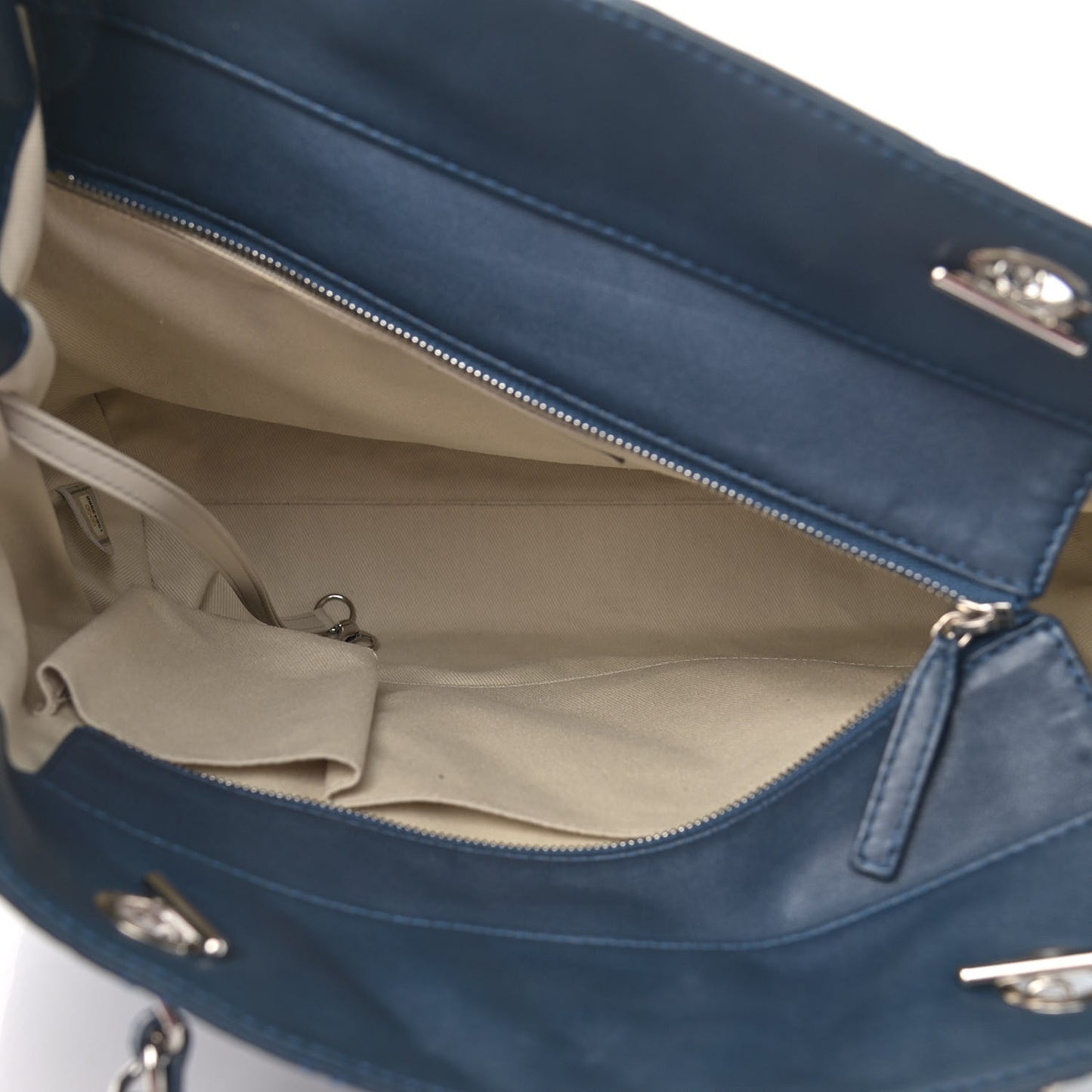Calfskin Quilted In The Business North South Tote Blue