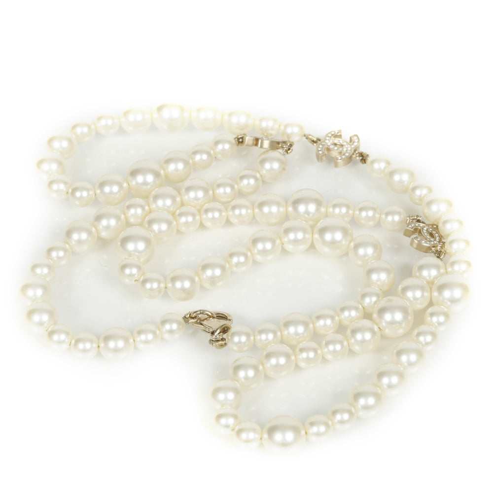 Chanel Crystal CC Graduated Pearl Necklace 35 1 of 5