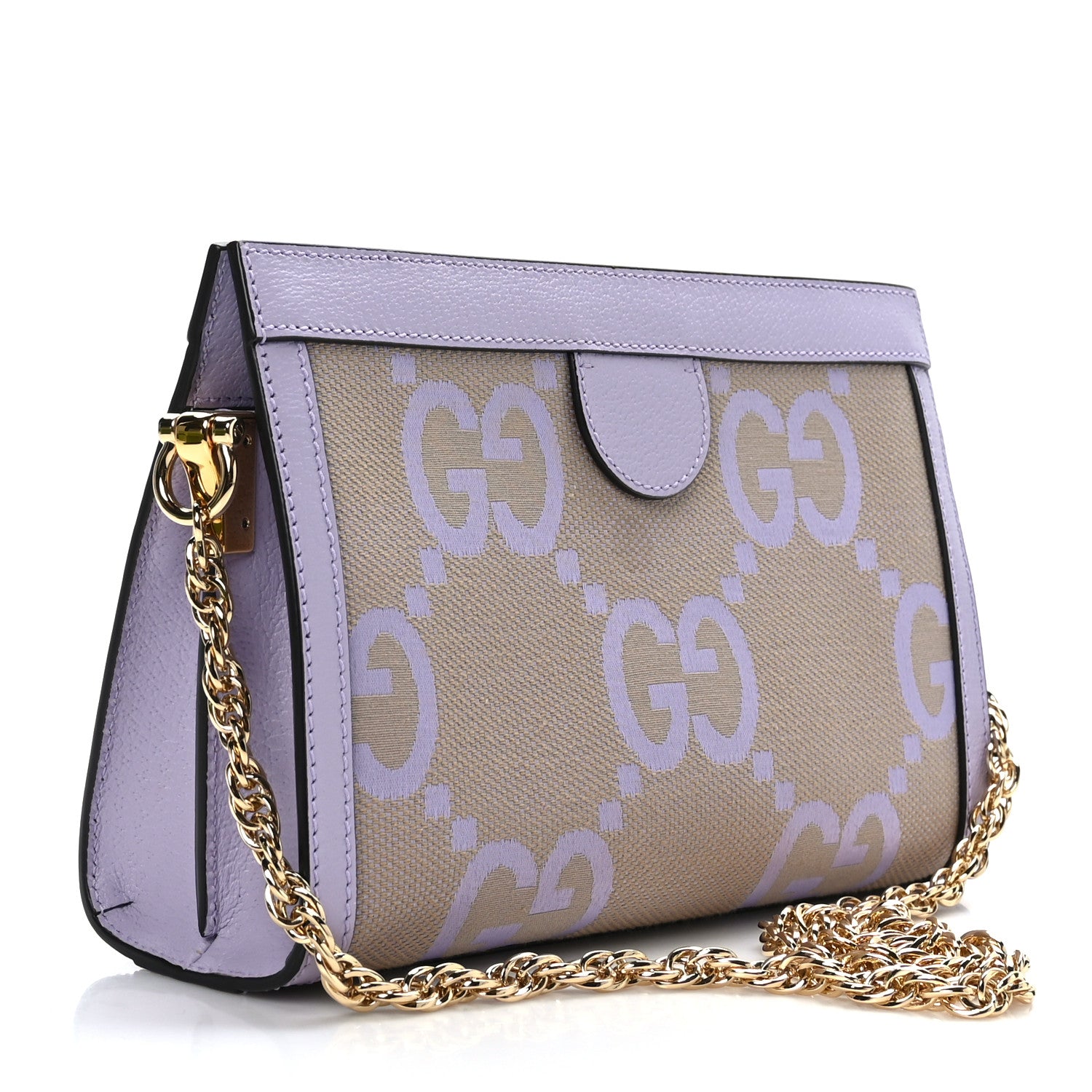 Gucci Monogram Jumbo GG Textured Dollar Calfskin Small Ophidia Chain Shoulder Bag Beige Lapis 3 of 9