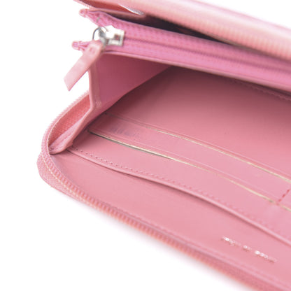 Chanel Lambskin Camellia Embossed Zip Around Large Gusset Wallet Pink 13 of 15