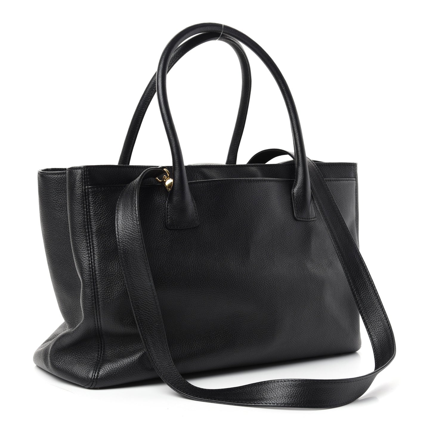 Calfskin Cerf Executive Shopper Tote Black