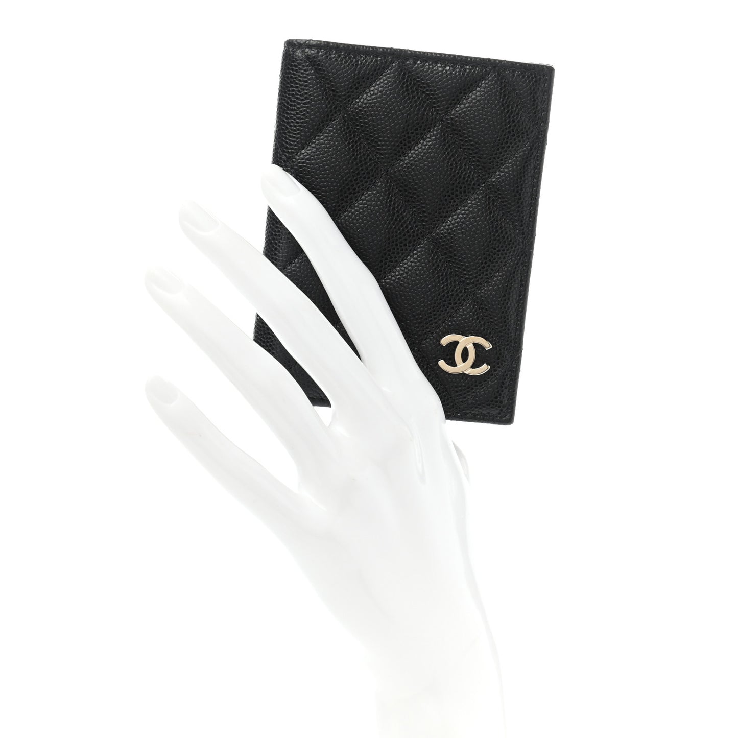 Caviar Quilted Card Holder Wallet Black