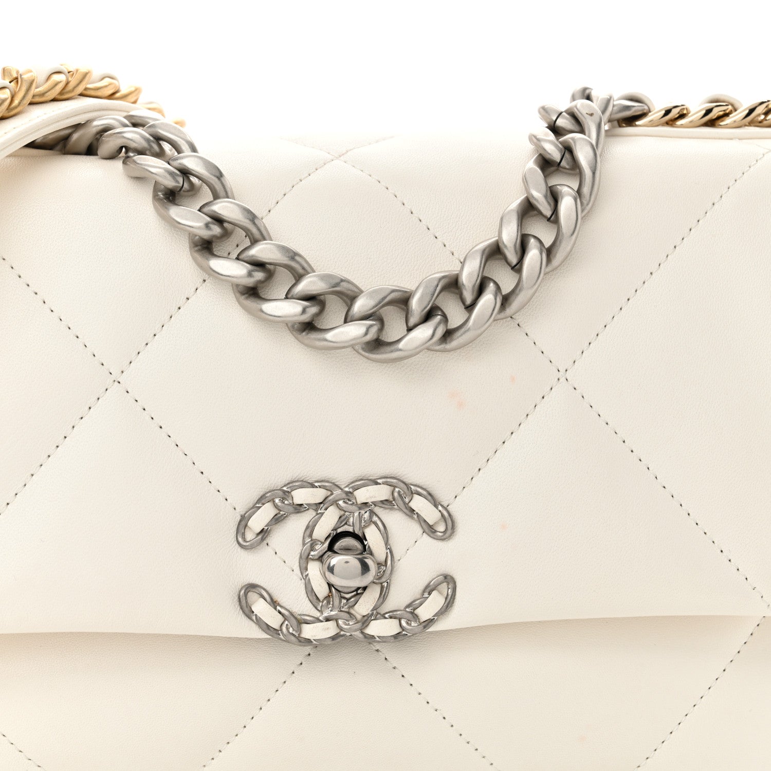 Chanel Lambskin Quilted Medium Chanel 19 Flap White 8 of 11