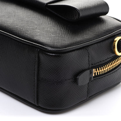 Prada Saffiano Fiocco Bow Camera Crossbody Bag Black 10 of 11