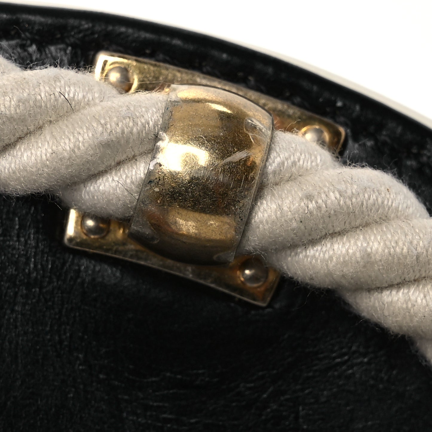 Crumpled Calfskin Cotton Small En Vogue Round Bag Black