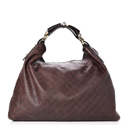 Gucci Guccissima Large Horsebit Chain Hobo Chocolate 1 of 13