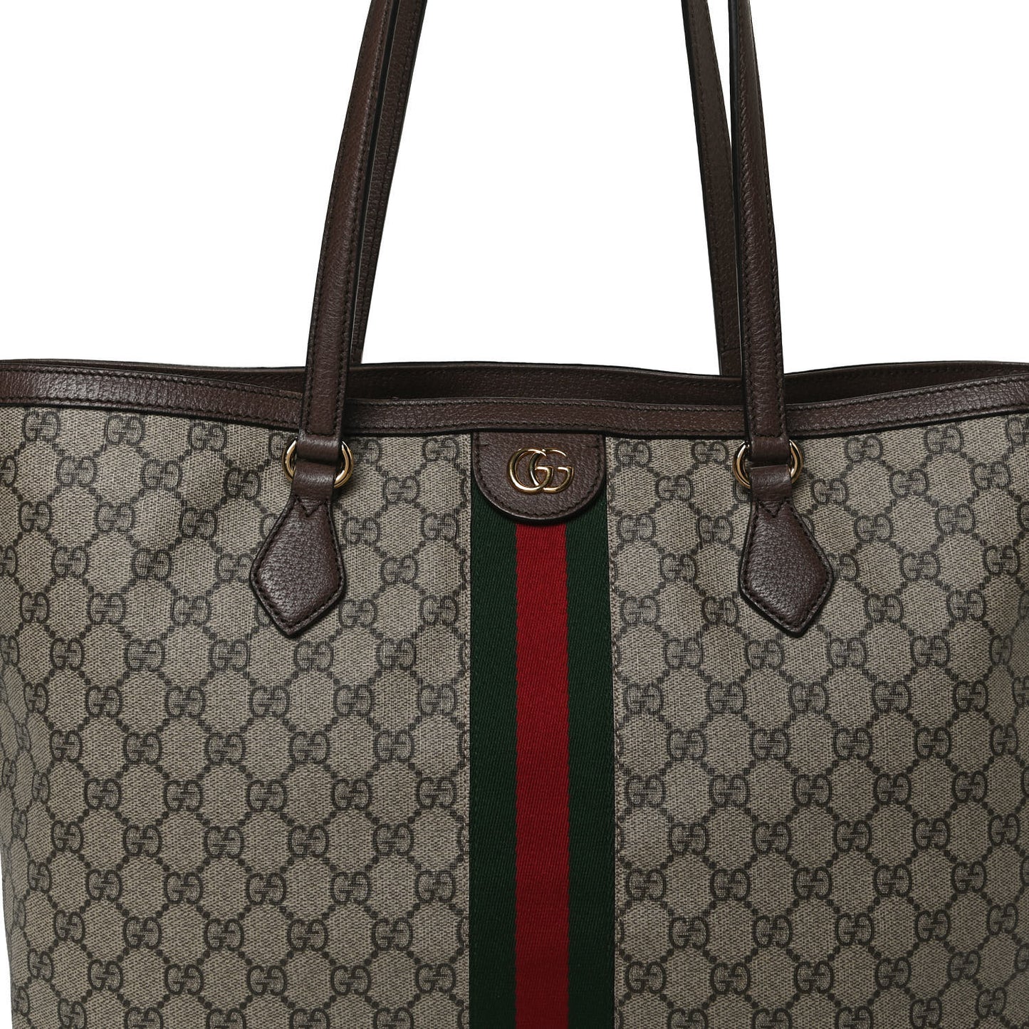 GG Supreme Monogram Medium Ophidia Shopping Tote Brown