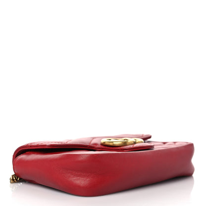 Gucci Calfskin Matelasse Super Mini GG Marmont Shoulder Bag Hibiscus Red 4 of 9