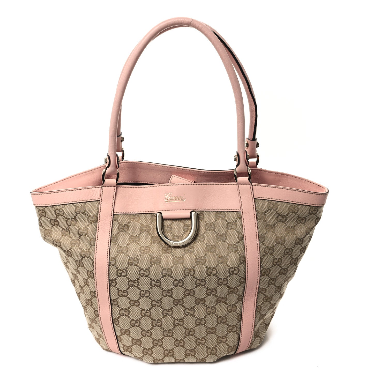 Gucci Monogram Medium D Gold Tote Bag Pink 1 of 12