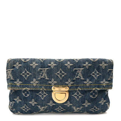 Louis Vuitton LOUIS VUITTON Monogram Denim Pochette Plat Clutch Blue 1 of 7