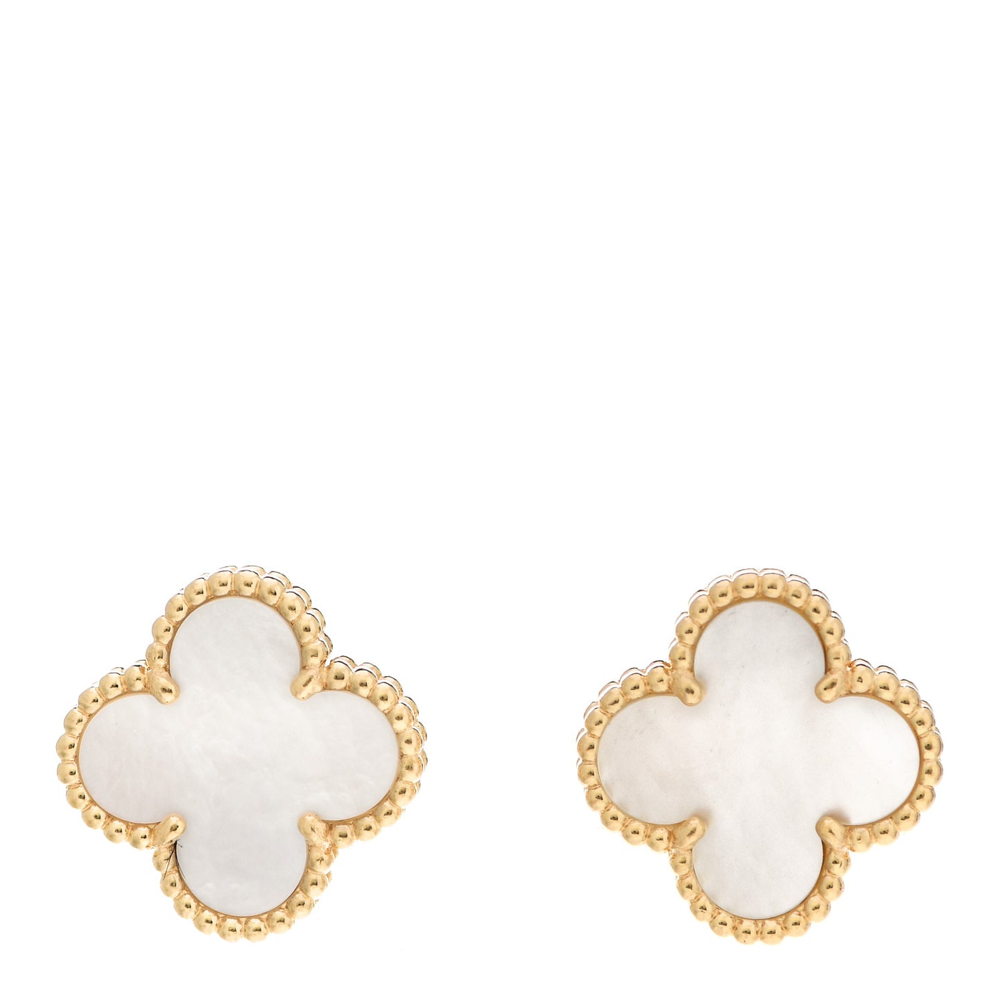 18K Yellow Gold Mother of Pearl Vintage Alhambra Earrings