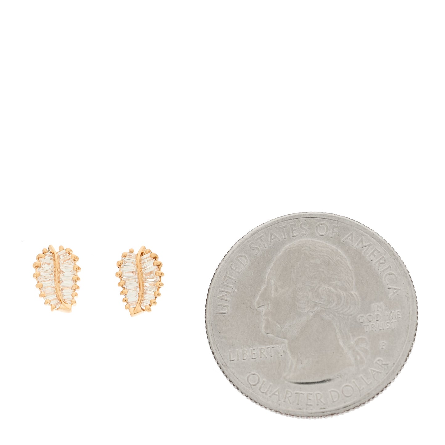 18K Rose Gold Diamond Small Palm Leaf Earrings
