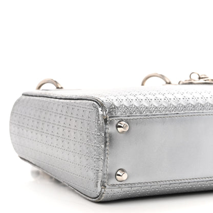 Christian Dior Metallic Patent Micro-Cannage Mini Lady Dior Silver 8 of 11
