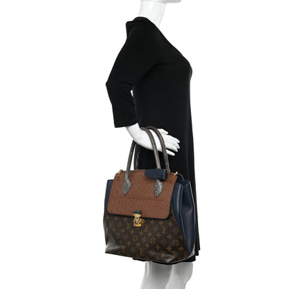 Louis Vuitton Ostrich Lizard Majestueux Tote MM Navy 2 of 13