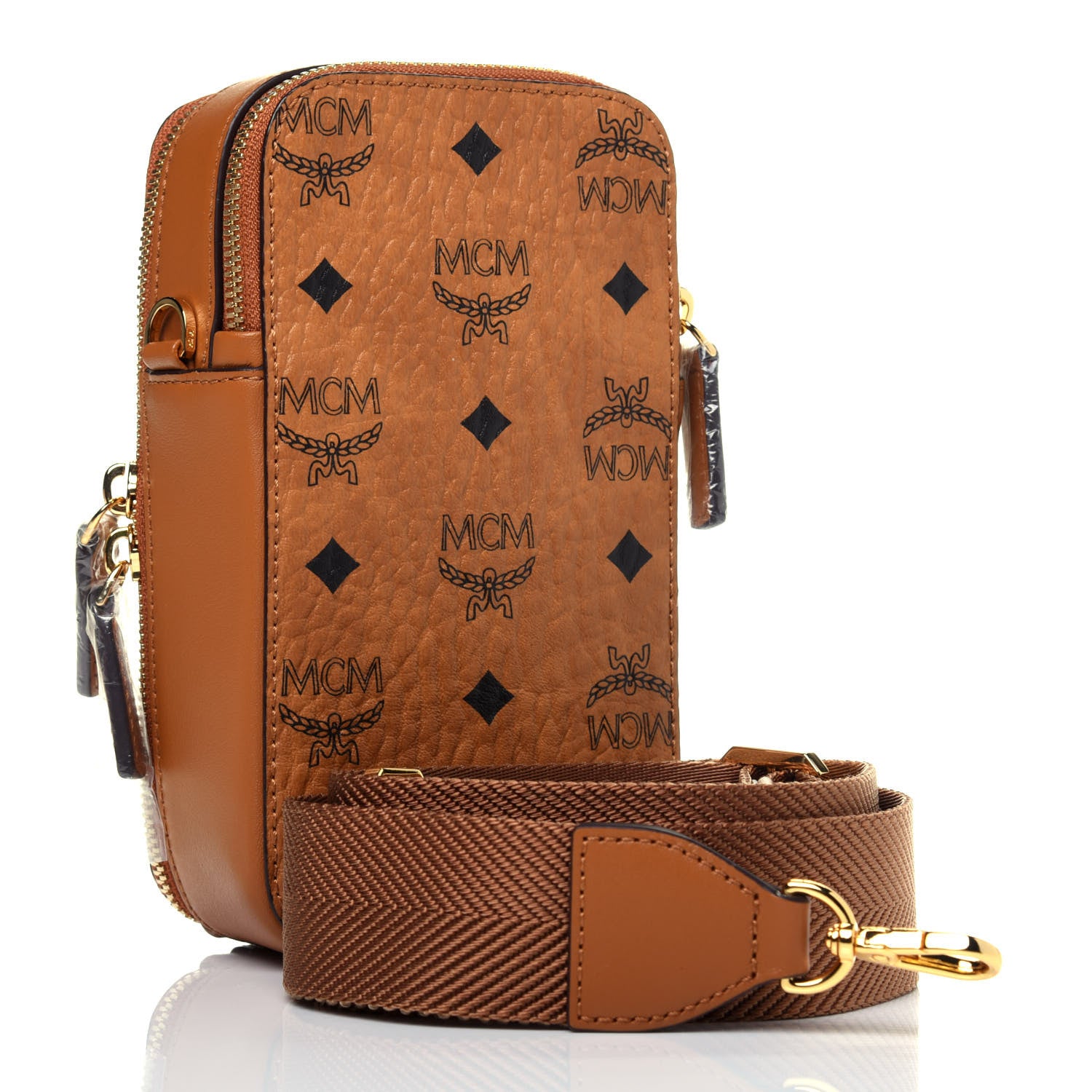 MCM Visetos Crossbody Camera Bag Cognac 4 of 17