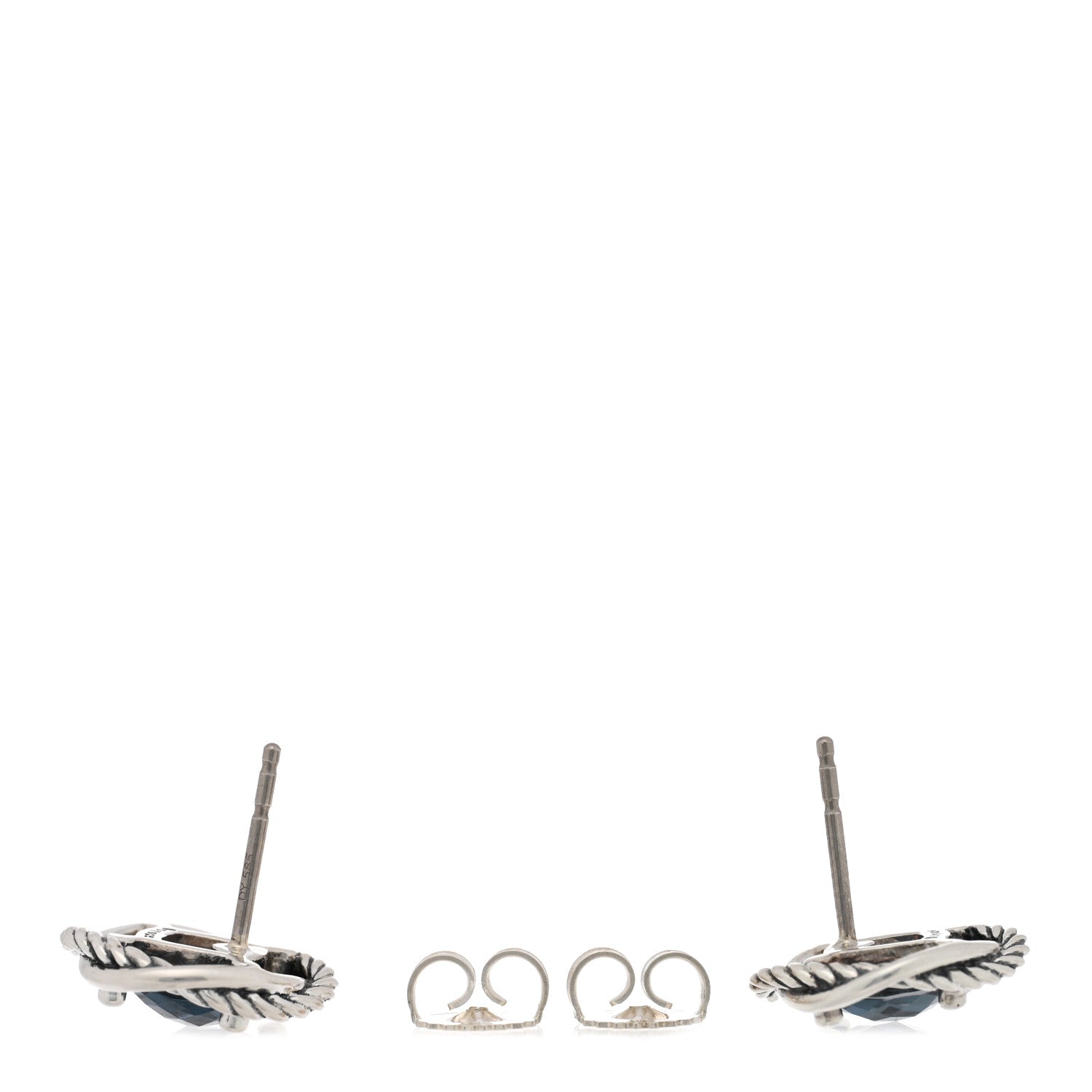 David Yurman Sterling Silver Hampton Blue Topaz 7mm Infinity Earrings 3 of 4