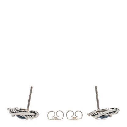 David Yurman Sterling Silver Hampton Blue Topaz 7mm Infinity Earrings 3 of 4