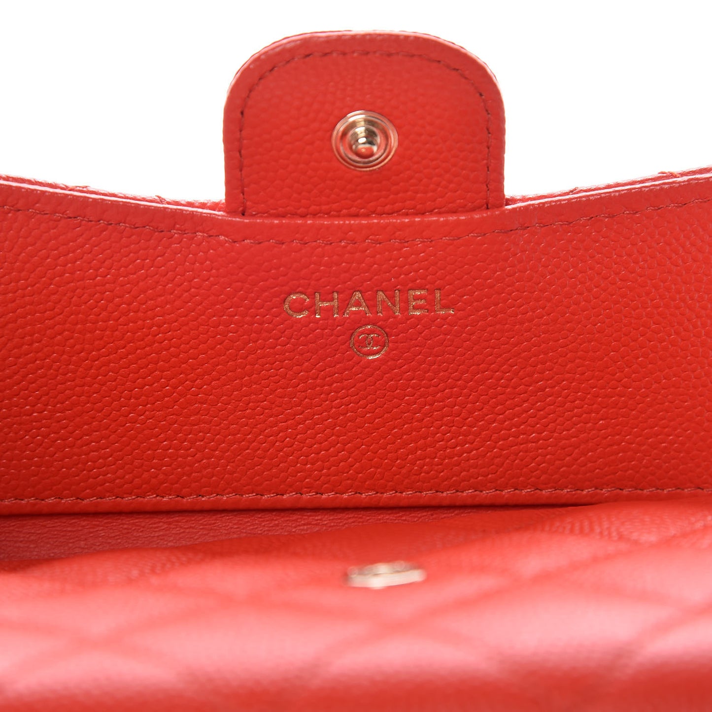 Caviar Quilted Compact Flap Wallet Red