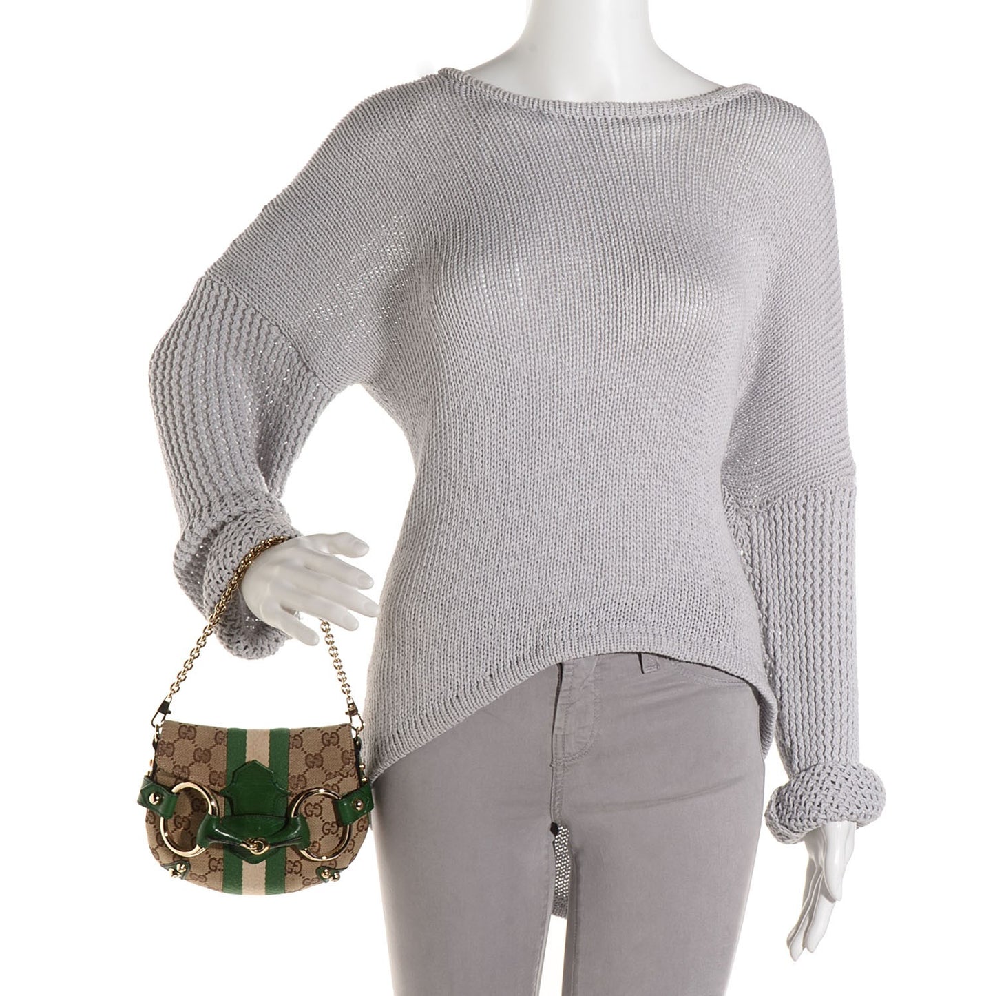 Monogram Web Horsebit Flap Bag Green