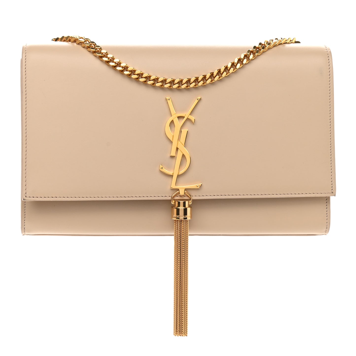 Smooth Calfskin Medium Classic Monogram Kate Tassel Satchel Nude Powder