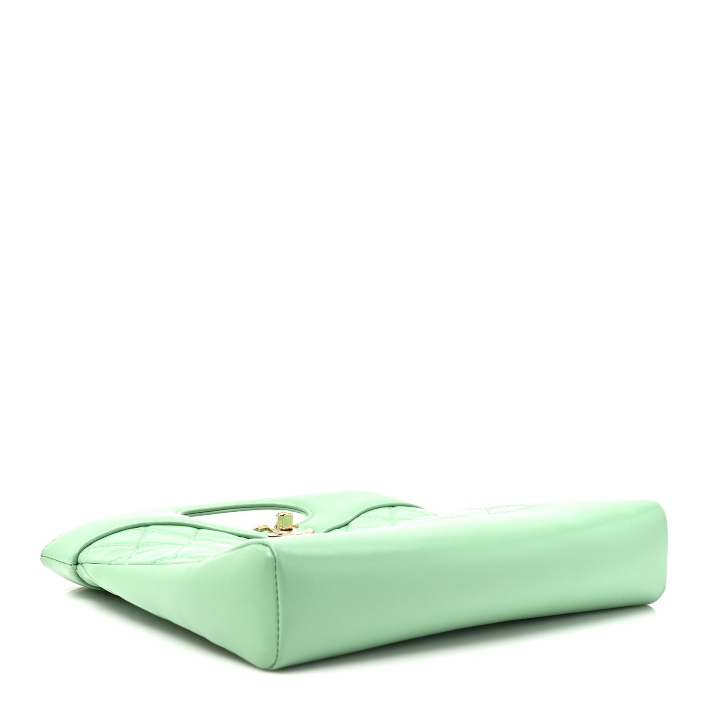 Shiny Lambskin Quilted Mini 31 Shopping Bag Light Green