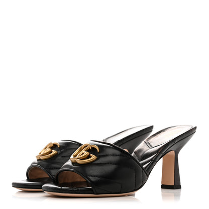 Gucci Nappa Matelasse GG Marmont 75mm Slide Sandals 37 Black 4 of 10