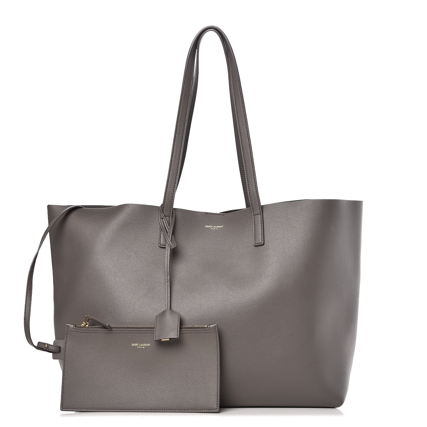 Saint Laurent Calfskin Large Shopping Tote Dark Grey 1 of 9